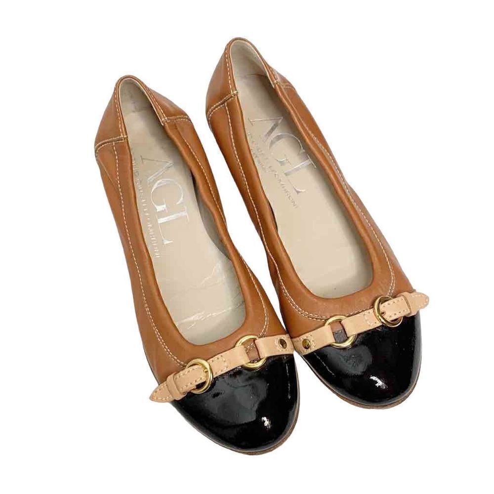 AGL ATTILIO GUISTI LEOMBRUNI Brwn Black Buckle spectator Ballet Flats 35 EU 5 US